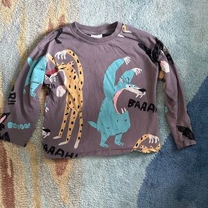 Zara Kids Long Sleeve Tee - Gray with Colorful Animal Print